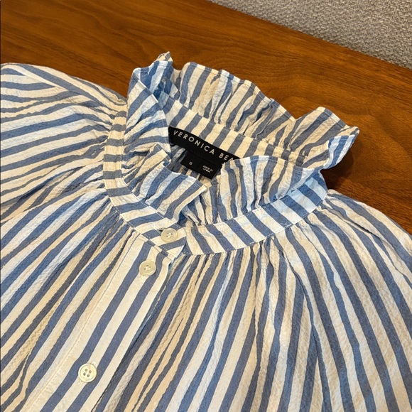 Veronica Beard Calisto Textured Striped Ruffle Collar Size Small - Picture 10 of 10